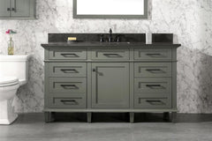 Legion Furniture WLF2260S-PG 60 in. Pewter Green Finish Single Sink Vanity Cabinet with Blue Lime Stone Top