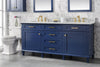 Image of Legion Furniture c 72 in. Double Sink Vanity Cabinet with Carrara White Top&#44; Blue